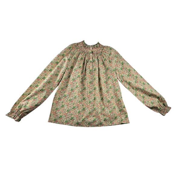 Bonpoint Other - Bonpoint Liberty Floral Smocked Blouse Girls Size 14A Petal Embroidered Cotton